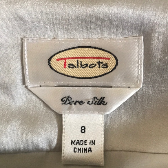 Talbots Pure Silk Gray/Silver Blouse with Faux Pearl Buttons - Picture 2 of 8